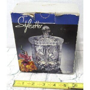 Stylesetter Vintage Crystal Cookie Jar with Lid Hand Cut Floral Design 24% Lead